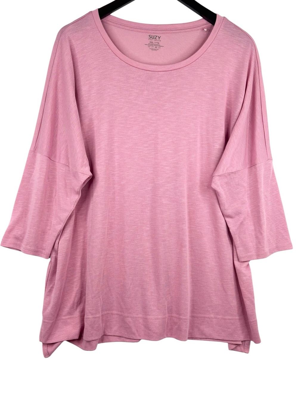 Suzy Shier Soft Pink Lightweight Modal Blend 1/2 Sleeve Scoop Neck Pullover XXL